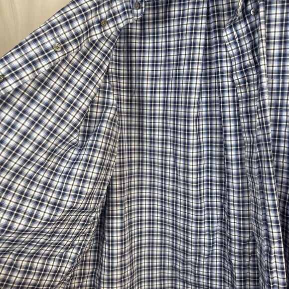Jos A Bank Traveler Blue Plaid Button Down Dress Shirt Size XXL Preowned - Picture 10 of 16
